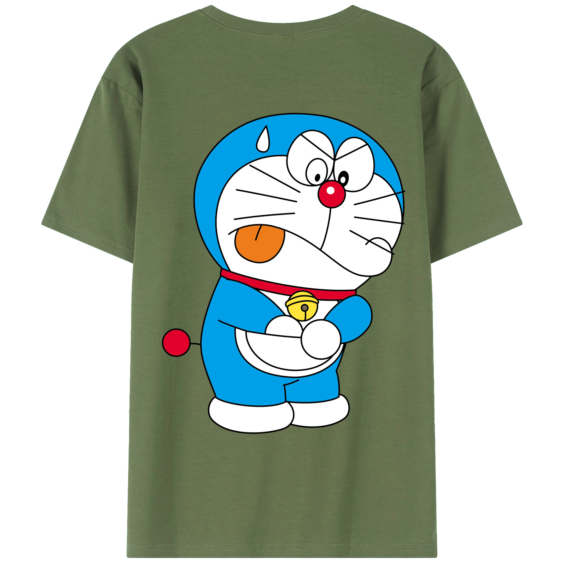 （画像用） ドラえもん Doraemon 綿100％ メンズ半袖Tシャツ（バックプリント） 通気性